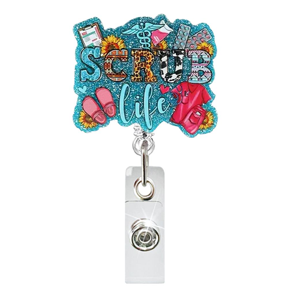 Acrylic Halloween Spooky Ghost Eyeball Skeleton Retractable Badge Reel Rotating ID Badge Holder Crocodile Clip for Doctor Nurse