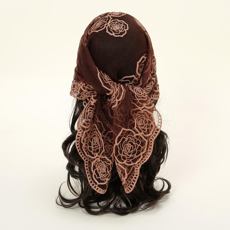 * CM Popular Embroidered Square Scarf Decorative Silk Scarf Fashionable Versatile Rose Bag Headscarf