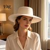 Sophisticated Lady Hat Flat Top Fedora Hat, Wool Blend Derby Cap, Retro Jazz Casual Outdoor Sun Protection Wide Brim Felt for Women, Events