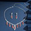 Water droplet necklace earrings two-piece set, bride's wedding fashion accessories, women's light luxury, small fragrance style