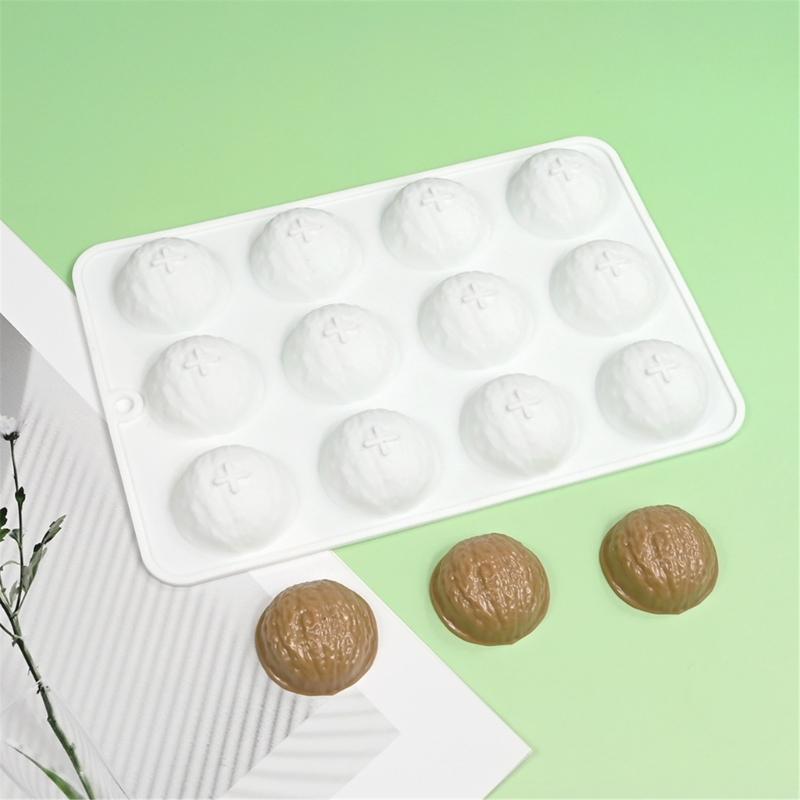 Stampi in Silicone per Alimenti a Forma di Noce per Dessert, Vassoio a 12 Cavità per Cioccolatini e Caramelle per Cuochi Creativi