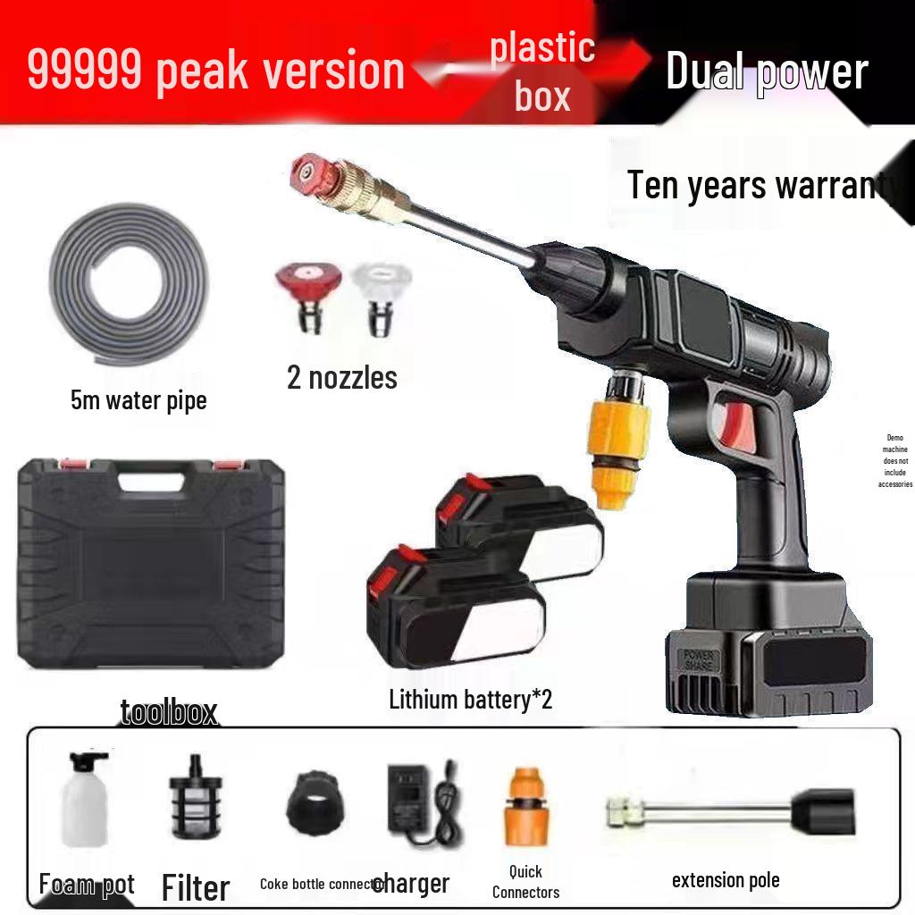 Portable High-Pressure Wireless Car Washer with Lithium Battery - Powerful Water Gun for Easy Car Cleaning