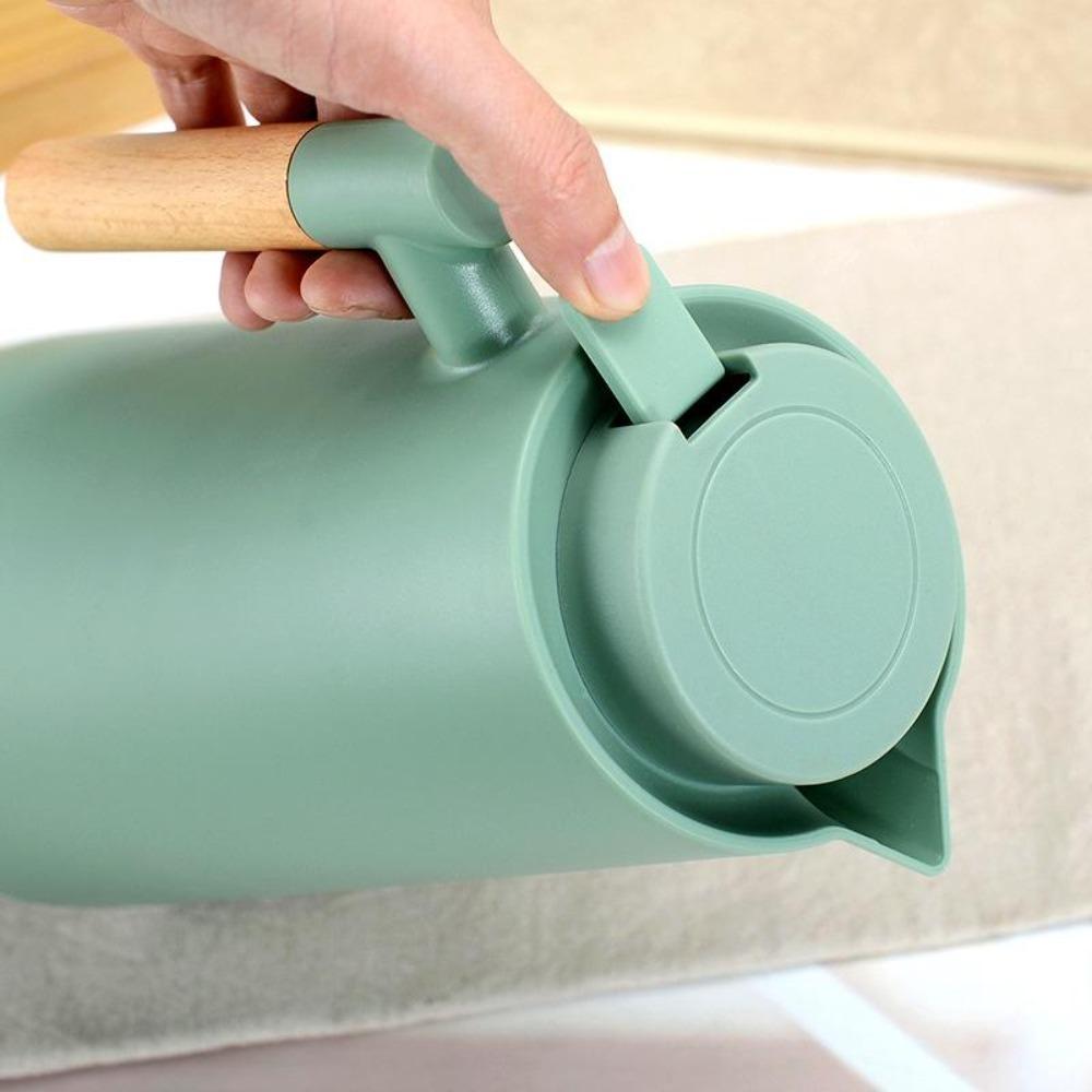 1L Insulated Bottle Wood Handle Household Coffee Pot Portable Nordic Vacuum Flask  Drinkware