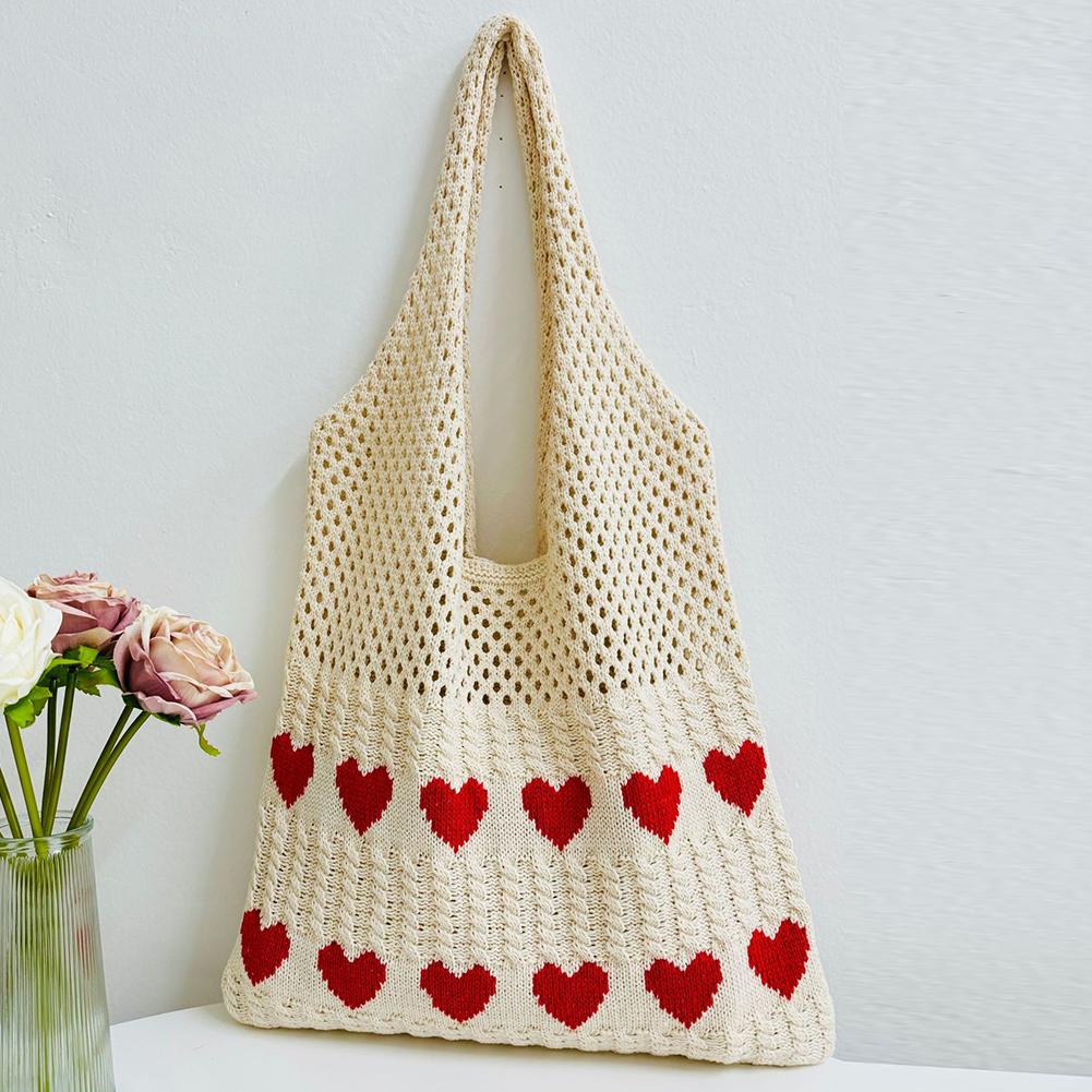 Women Bowknot Crochet Tote Bag Hollow Out Retro Bow Woven Bag Casual Knitted Bow Beach Bag Cute Shoulder Bags for Summer Travel