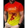 Keep Running Gradient Print T-shirt For Men Personality Outdoor Sport Loose Breathable Short Sleeve T Shirts Summer Train Run