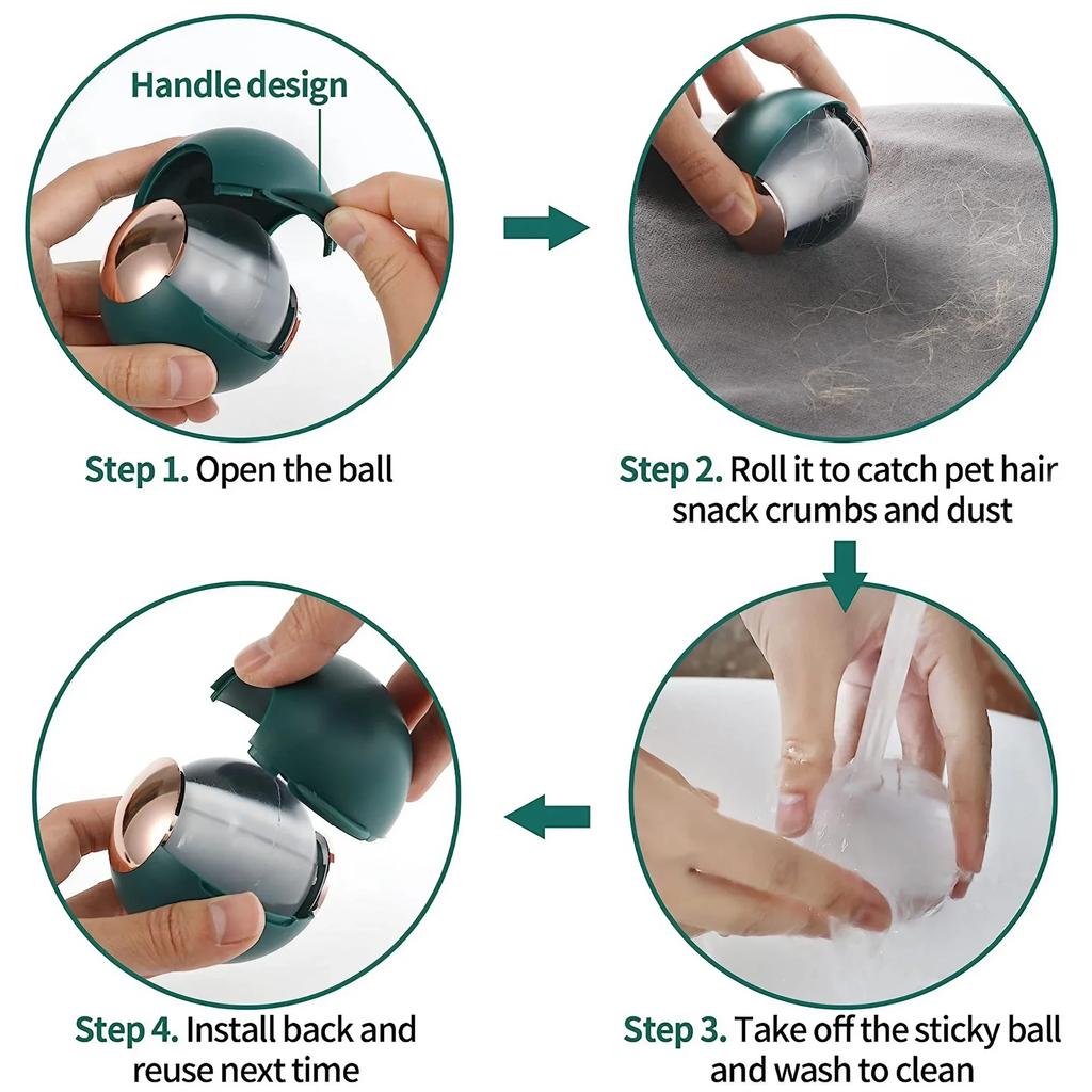 Portable Reusable Pet Hair Remover Ball Washable Lint Cleaning Tool for Easy Removal of Fur and Debris