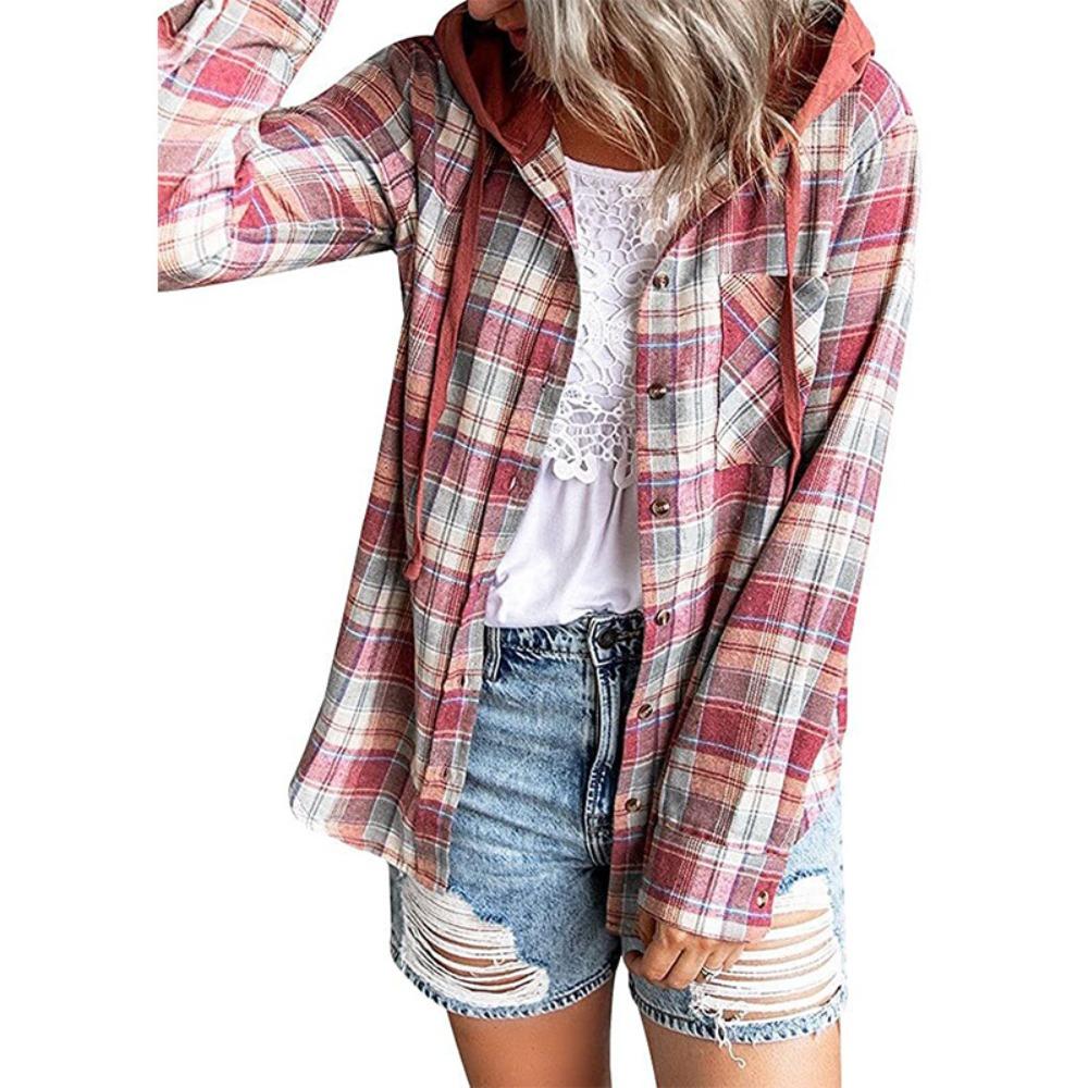 Autumn and Winter Hooded Sweatshirt Buttoned Casual Shirt Jacket