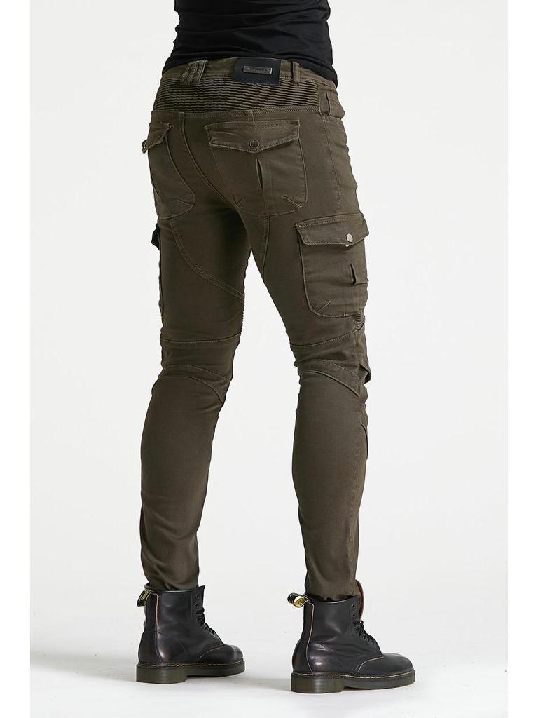 Four Seasons Army Green Motorcycle Riding Jeans with Protective Gear
