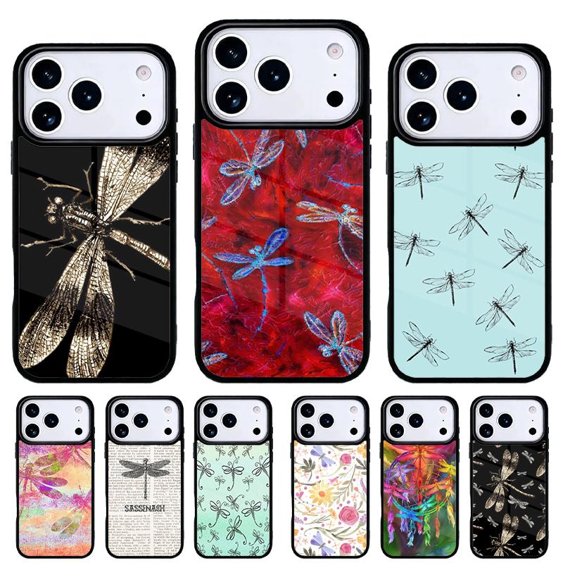 Dragonfly Insect Pattern Phone Case for iPhone 17 16 15 14 13 Pro Max Back Cover for 12 11 Pro Coque