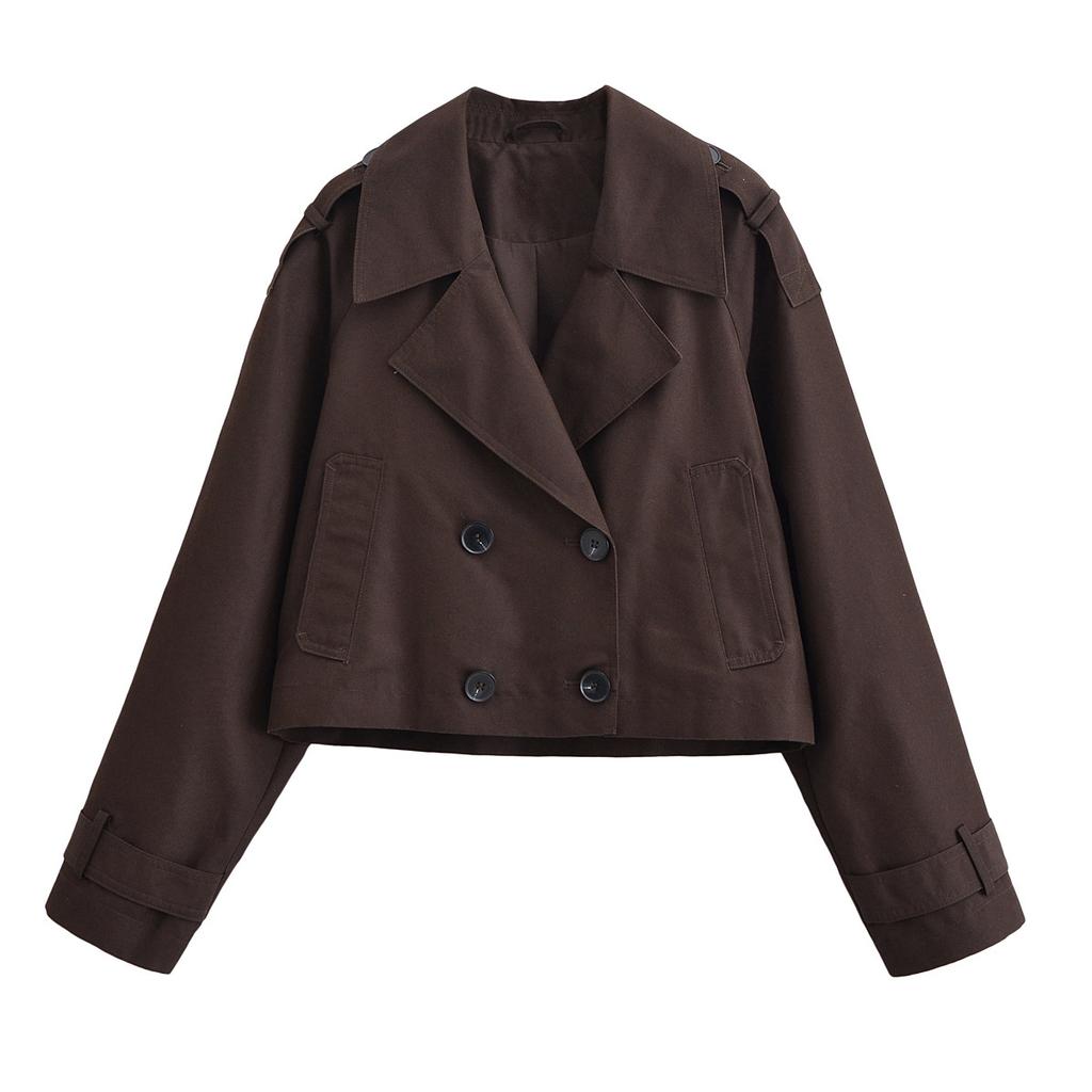 Women'S Fashion Casual Street Lapel Short Trench Coat