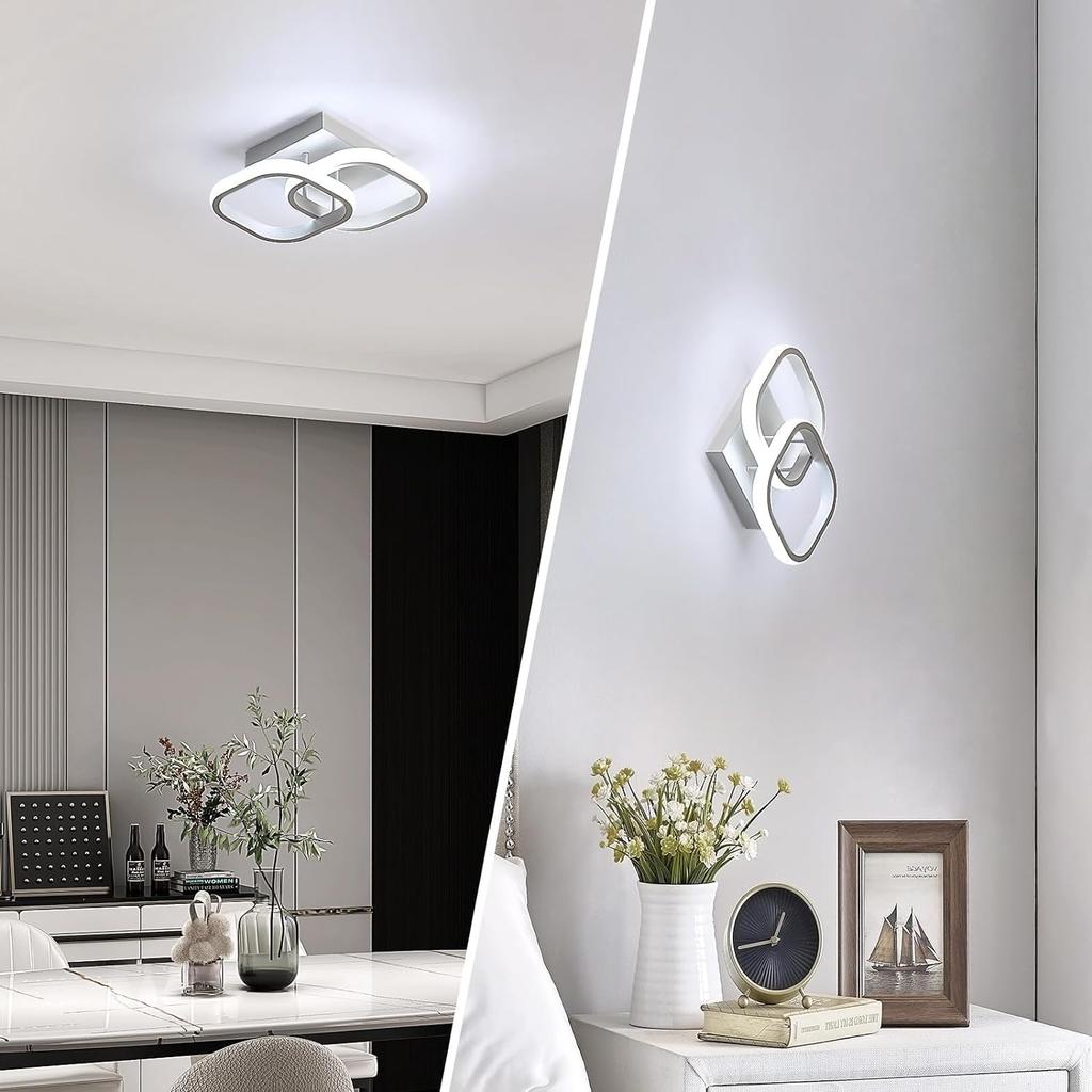 DELIPOP Small Ceiling Light, Square Modern LED Ceiling Light Fixture, 6500K Cool White Light Acrylic Hallway Light Fixture Ceiling Lamp for Hallway