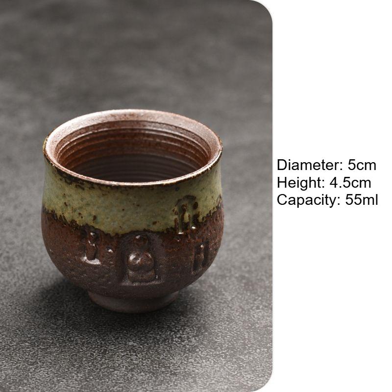 

Master s Cup with Clear Water and Firewood Household Ceramic Kung Fu Tea Cup Chinese Style Guest Tea Cup Rough Pottery Carved 200ml