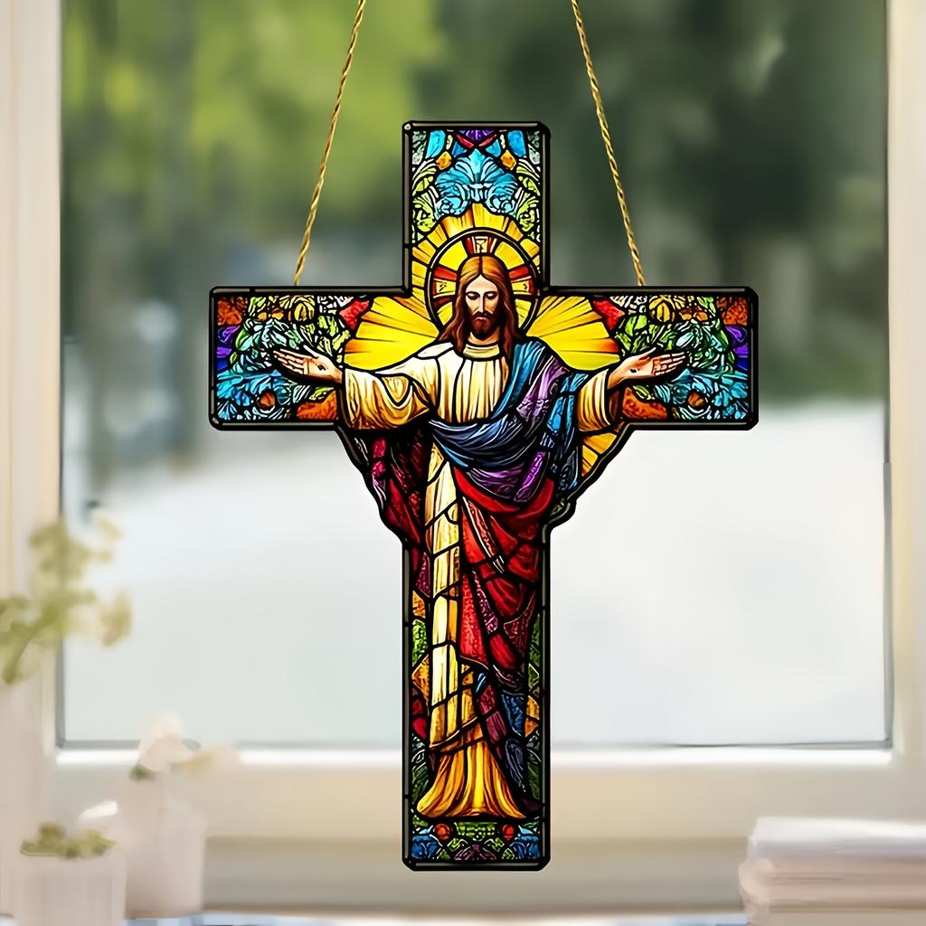 2D Flat Acrylic Cross Decoration, Indoor and Outdoor Decoration - No Battery/electricity Required, Free Day Decoration, Shop Decoration, Durable