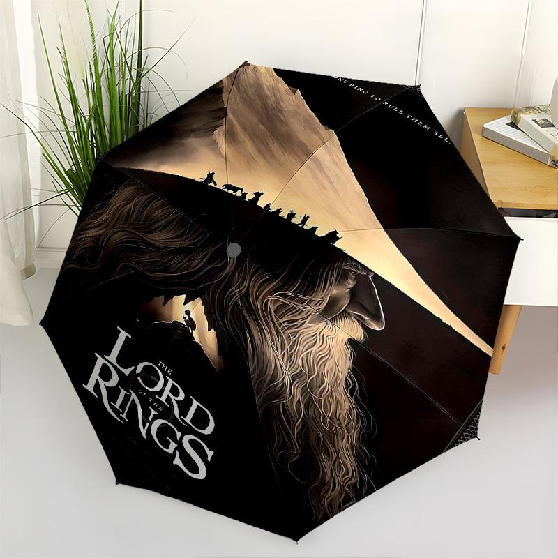 1pc ONE RING TO RULE THEM ALL. Automatic Folding Umbrella - Compact 8-Rib Design, Durable Plastic & Iron1038L