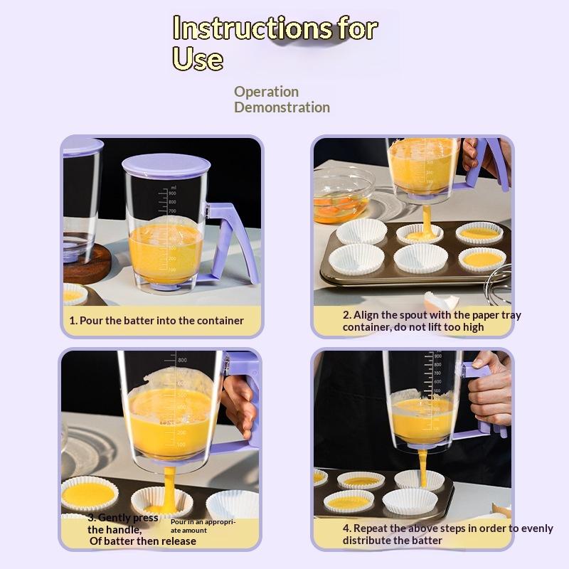 900ml Batter Squeeze Dispenser Separator with Measurement Label for Pancake Cake Waffle Clean Easy Pouring