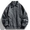 Men's Stand-up Collar Leather Jacket Men's Spring and Autumn American Retro Versatile Zipper Pu Leather Jacket Jacket