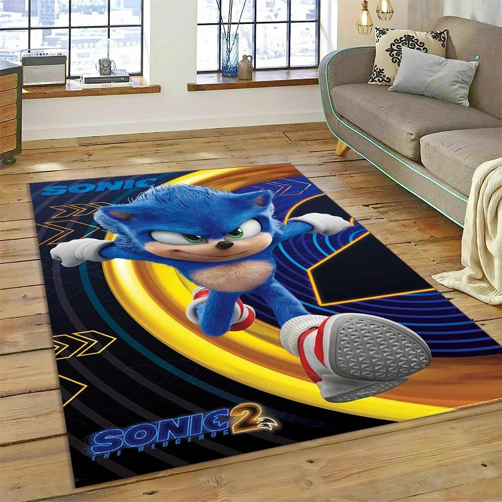 Game Anime 3D S-Sonic Cartoon Carpet Rug for Bedroom Living Room Home Sofa Decoration,Children Game Large Decor Floor Mat Gift