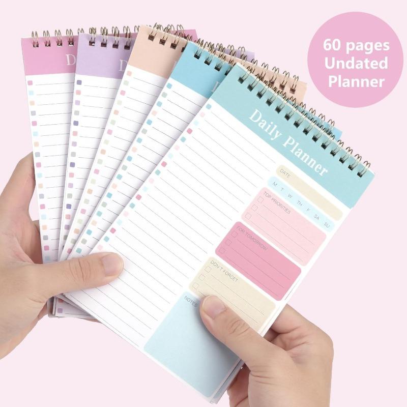 5 Pack to Do List Pad, Undated Daily Planner A5 Notepads, 150 Pages Diary to Do