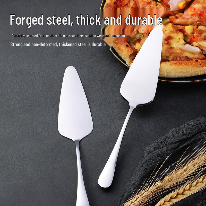 Stainless Steel Cake Server & Fruit Fork Set with Cheese Slicer, Pizza Peel, Ice Cream, Birthday & Mooncake Knives