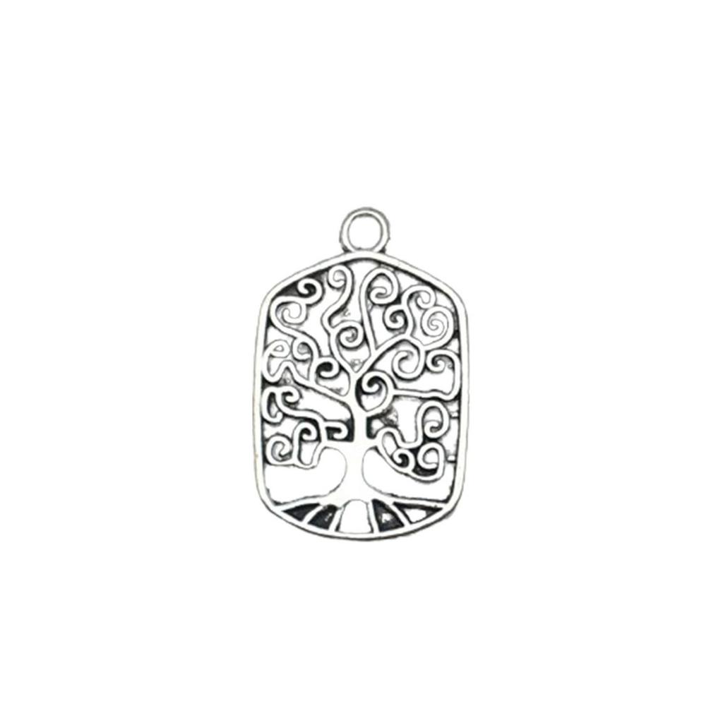 Ancient Silver Plant Small Pendant Hollow Tree Of Life Alloy Accessories Handmade Beaded DIY Material Jewelry