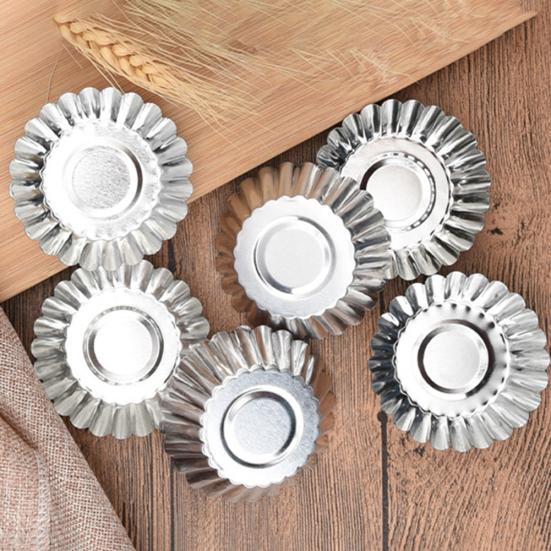 10Pcs Aluminum Alloy Non-stick Egg Tart Mold Cupcake Muffin Cookie Baking Mould