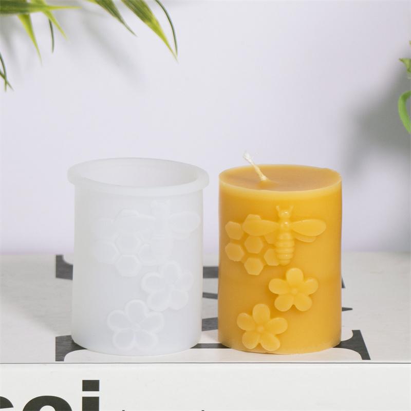 Honeycomb Silicone Candle Mold DIY Cylinder Column Bee Flower Designs Candles Gypsum Nature Themed Home Decor
