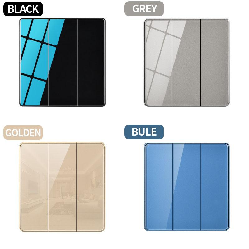 Tempered Glass Wall Switch Socket EU UK US FR RU Standard 86x86mm Crystal Panel 1/2/3/4 Gang USB RJ45 TV Power Outlet Panel Kit