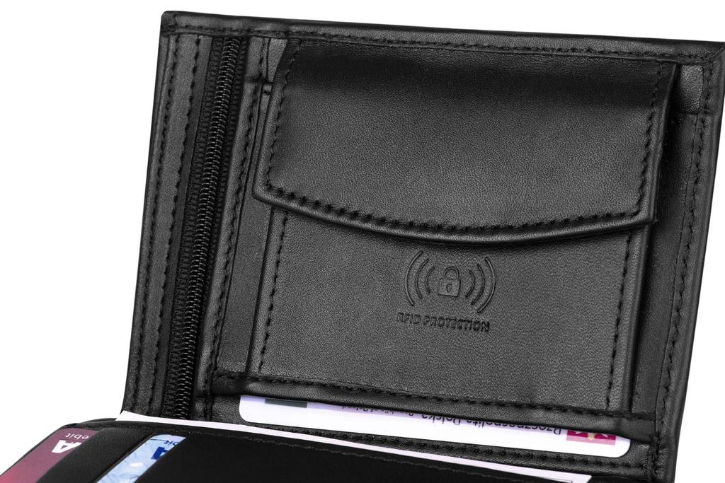 Men's Leather Wallet Kaletnik Szaniec Black Matte