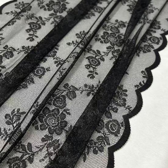 Yousheng French Lace Table Runner, Black & White Vintage Lace Runner for Coffee Table, Shoe Cabinet, Dining Table, Long Rectangular