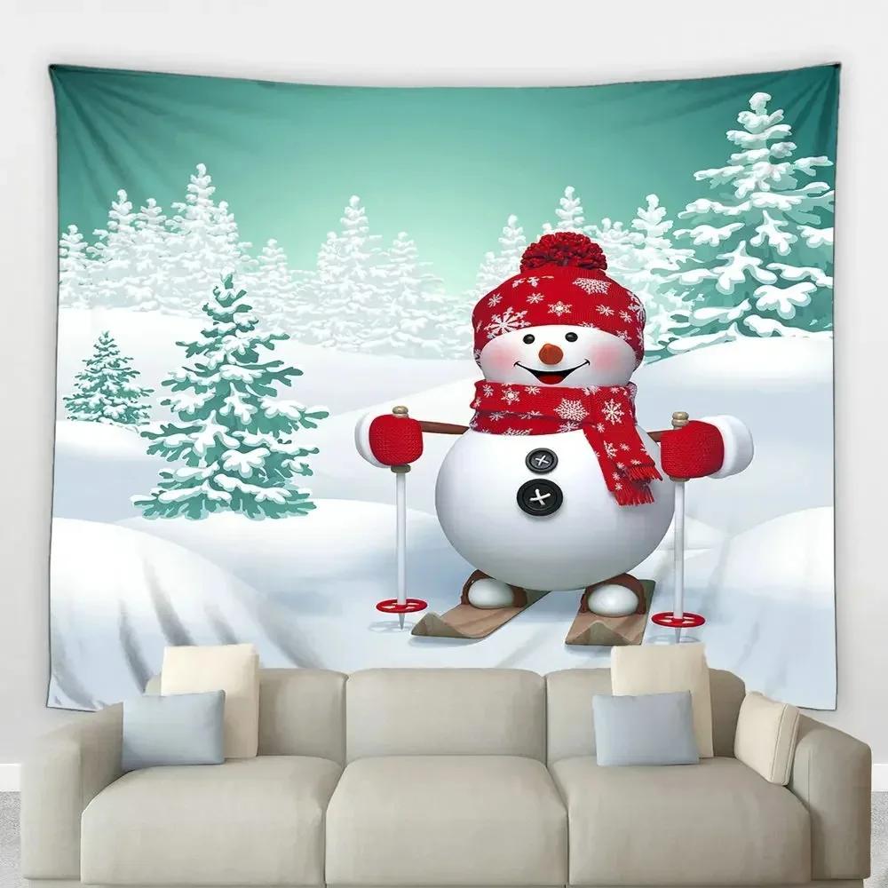 Christmas Cartoon Snowman Tapestry Bedroom Living Room Home Christmas Decoration Tapestry