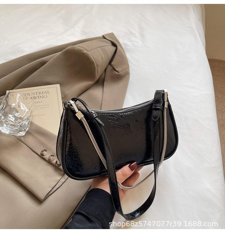 Korean fashion handbag 2025 pre-spring new chain bag lychee pattern shoulder bag simple commuter crossbody bag for women