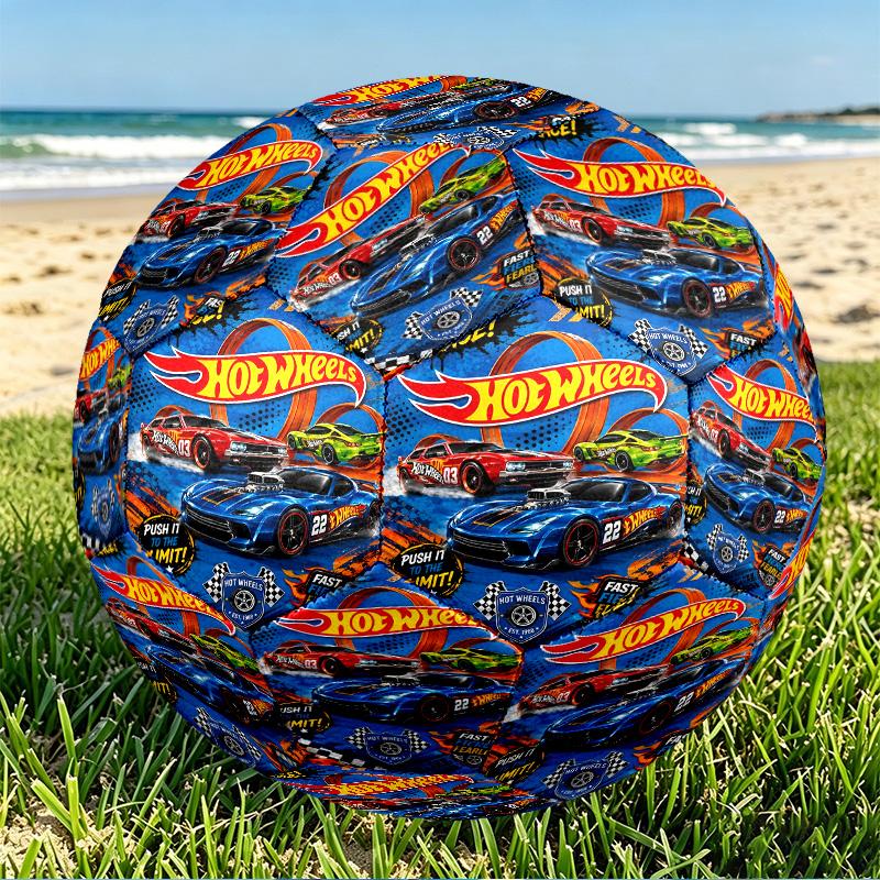 Hot Wheels Print Size 5 Soccer Ball, PU Wear Resistant Football for Match Training and Daily Practice, Birthday Gift for Soccer Fans