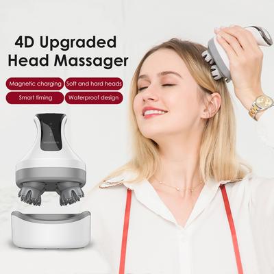 Infrared Electric Head Scalp Massager with 4 Kneading Massage Heads Deep Tissue Massager for Hair Growth Relaxtion and Cat Pet