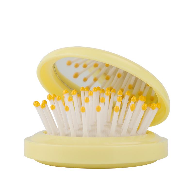 Huiyun Portable Macaron Air Cushion Comb with Folding Mirror - Hair-Smoothing, No-Tangle, Massage, Customizable Logo