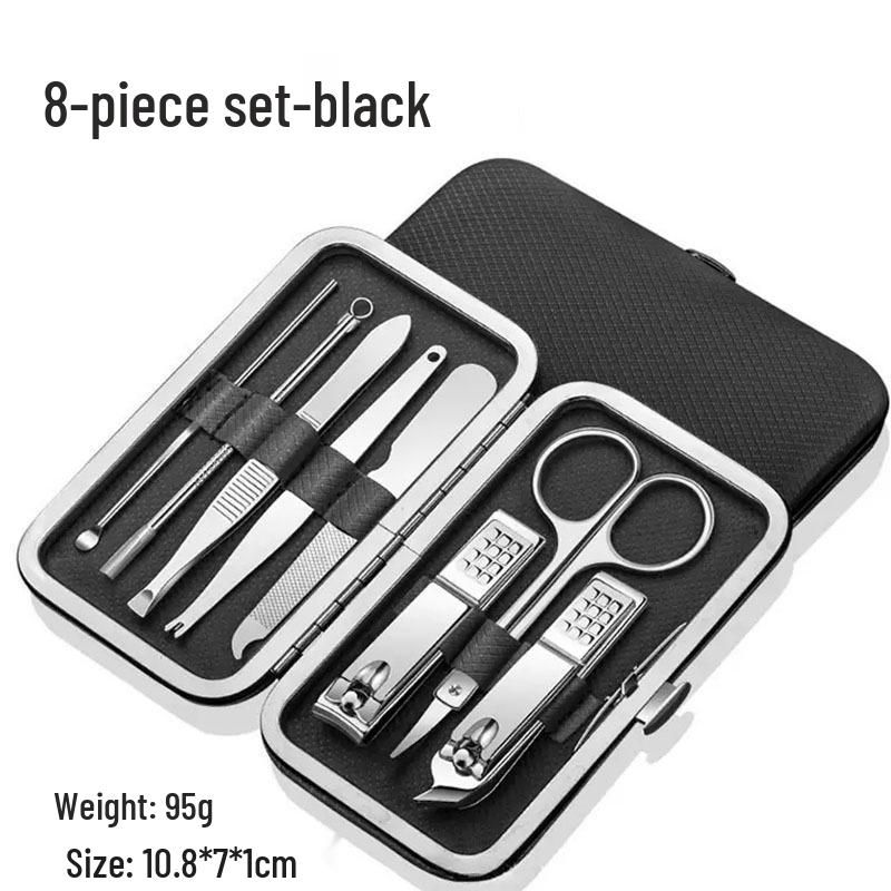 Nail Clipper & Pedicure Set: Angled Clippers, Ear Pick, Earwax Removal Tool in Case