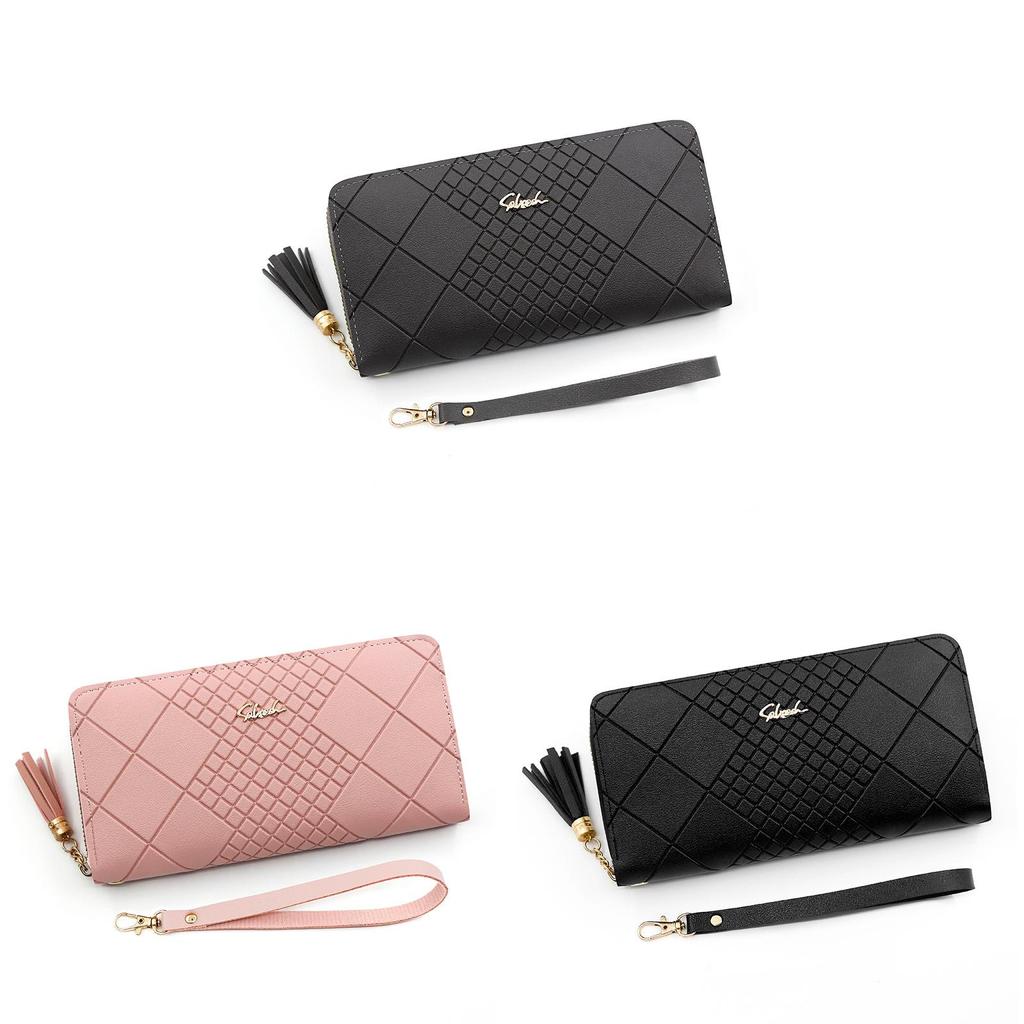 Minimalist Pu Long Wallet With Geometric Pattern For Daily Use