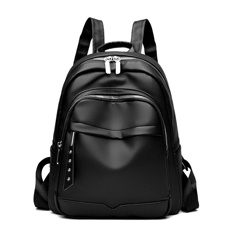 European and American Fashion Women's Bag New Trend PU Leather Women's Backpack Zipper Backpack Autumn and Winter Women's Bag