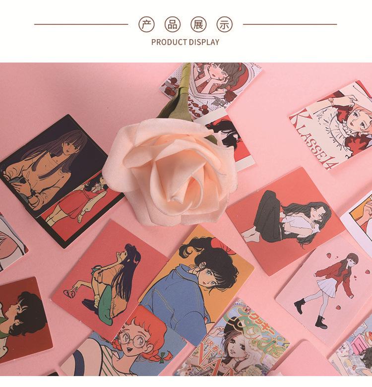 Stickers Cute Colorful Daily Newspaper Girl Theme for Journal Diary DIY Decoration Kawaii Cartoon Paper Vintage Stickers