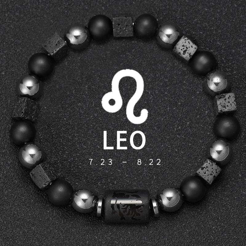 Bracciale da Uomo in Pietra Vulcanica Naturale Bracciale 12 Segni Zodiacali Vergine Capricorno Toro Acquario Sagittario Cancro Ariete