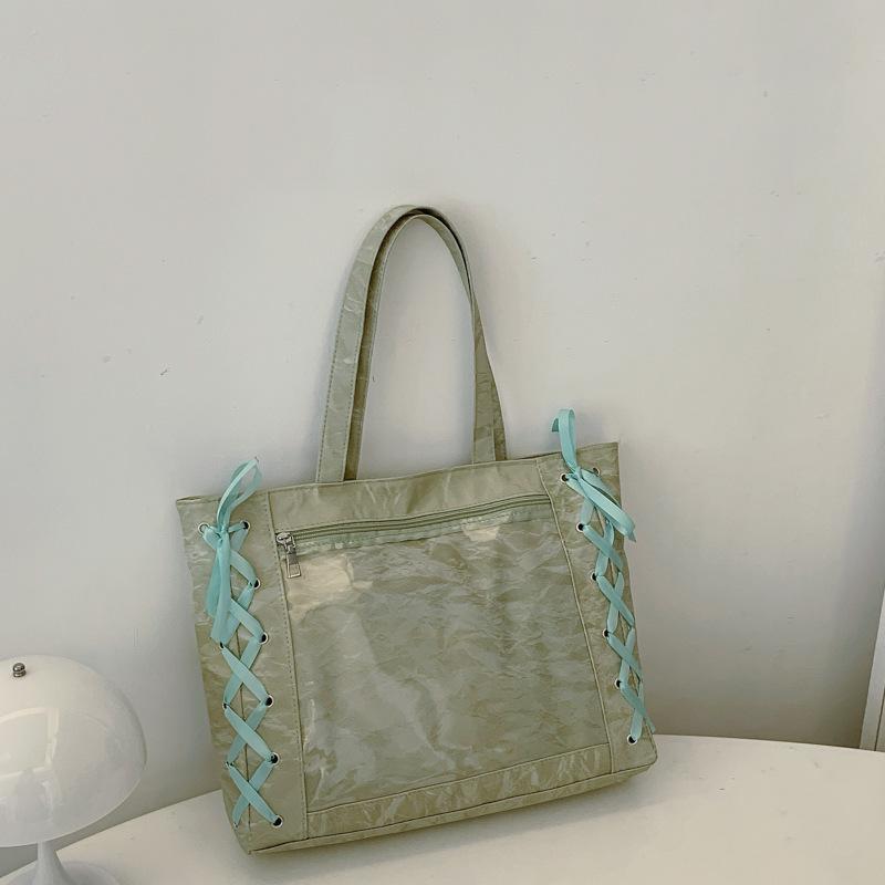 Large Capacity Tote Bag Female Sweet Girl Two-dimensional Transparent 2025 Spring and Summer Small Fresh Shoulder Armpit Bag