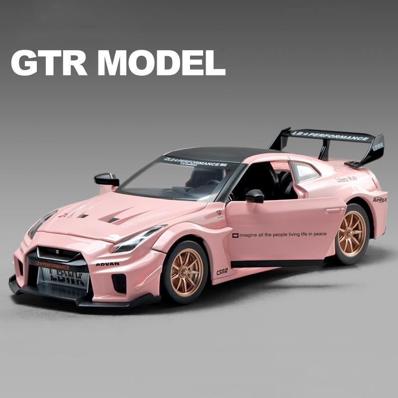 1:24 Skyline Ares GTR R35 Die-Cast-Modelle & Spielzeugfahrzeuge Metall-Spielzeugauto-Modell Hohe Simulation Rückzieh-Sammlung Kinderspielzeug