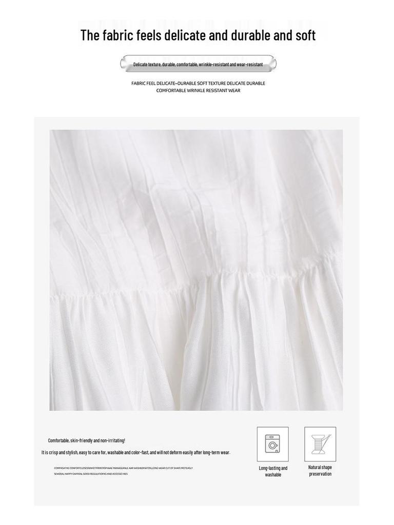 Women's White High-Waist A-line Long Skirt - 2026 Spring/Autumn Collection