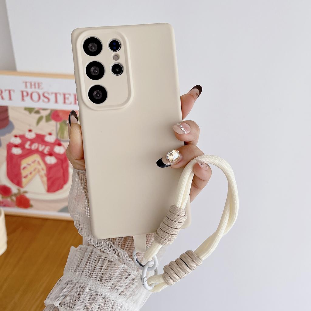 Suitable for Samsung S25 Ultra Mobile Phone Case Liquid Silicone S24Plus Hand Lanyard S23 New S22 Full Cover