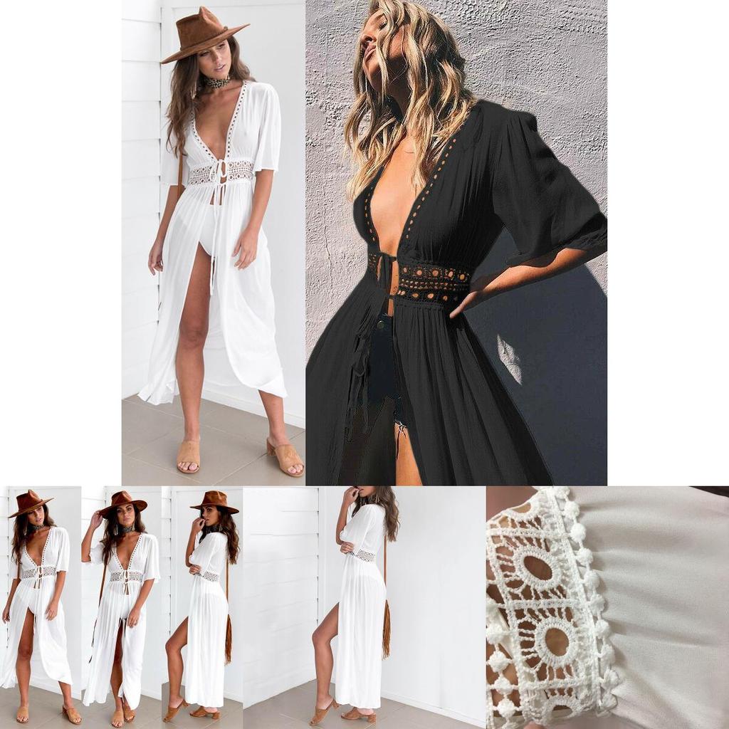 Schickes Damen Spitzen-Häkel-Strandkaftan-Kleid für mühelosen Sommerstil