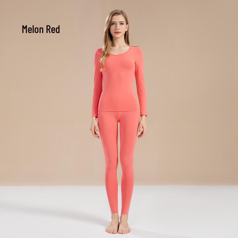 Ensemble d'automne pour femmes en pur coton uni: Couche de base, Pull, Pantalon, Sous-vêtements chauds fins pour filles