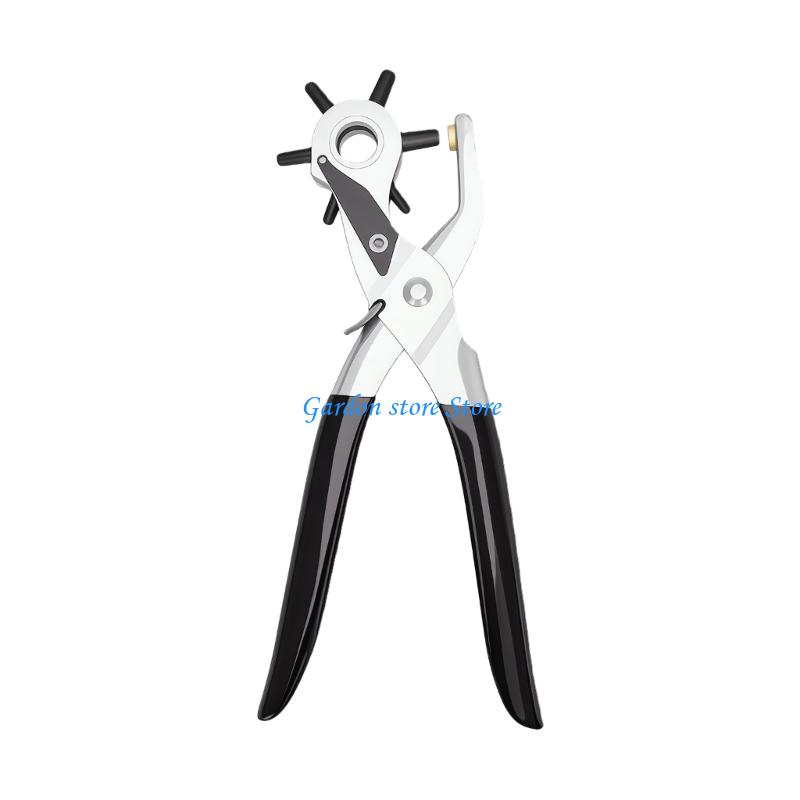 B0KB Multifunctional Carbon Steel Hole Puncher Pliers For Leather Belts Plastic Paper