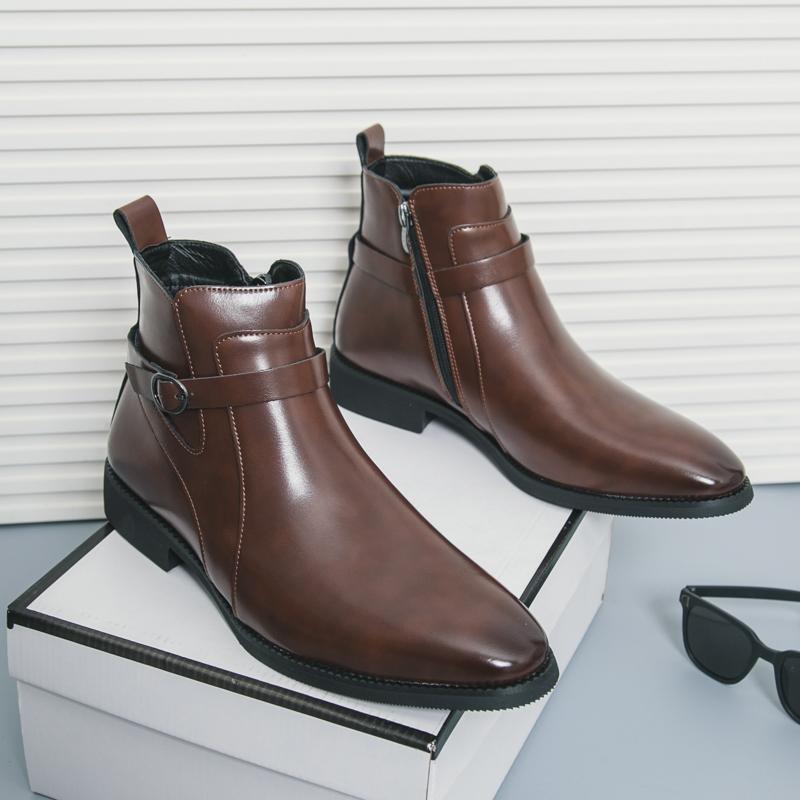 Winter Hot Selling Street Fashion Workwear Shoes High-end Men's High Top Ankle Boots Banquet Pointed Men's Formal Shoes