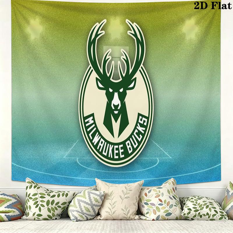 Milwaukee Bucks Logo Wall Tapestry Aesthetic Wall Hanging Printed Fabric Blanket Decorative Tapestries for Bedroom Living Room Home Decor