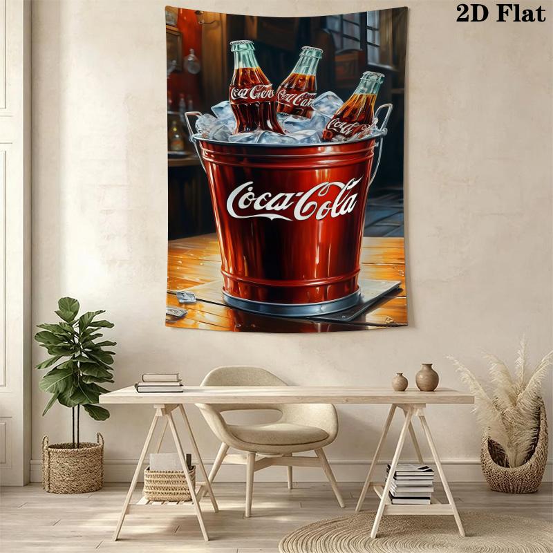 Cocacola Bottles Ice Bucket Tapestry Wallmounted Fashion Print Atmospheric Background Cloth Wall Decoration Wall Covering Decoration