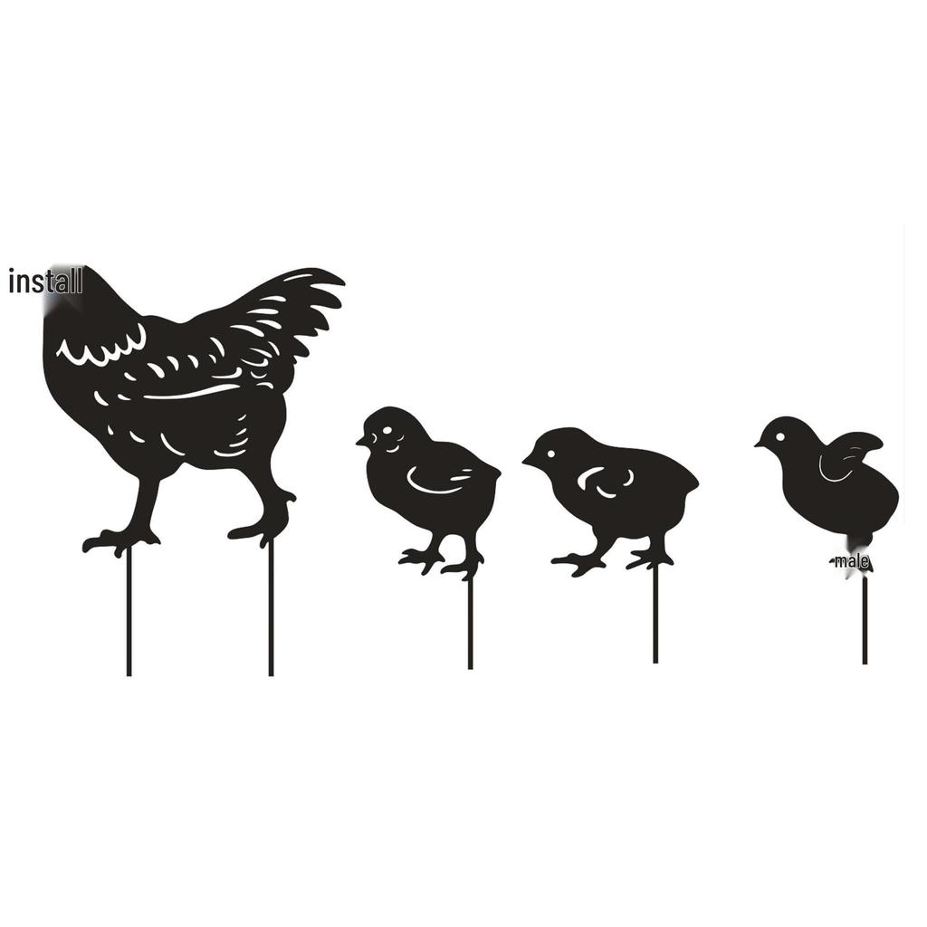 Creative Metal Hen and Chick Garden Decoration – Courtyard Chicken Family Lawn Ornament